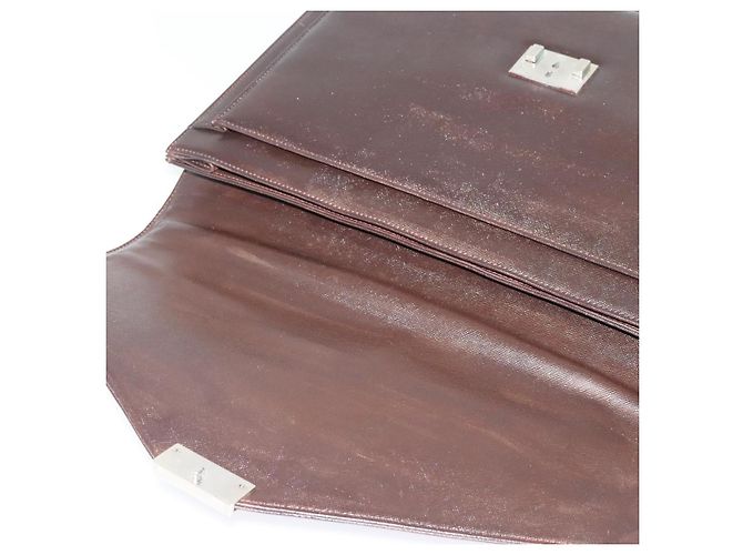 Borsa da lavoro in pelle marrone BURBERRY Auth bs25430 - vista 10