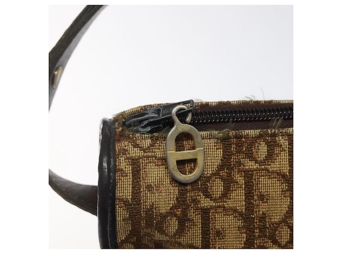 Borsa a spalla in tela Trotter Christian Dior marrone oro Auth 123107 D'oro - vista 10