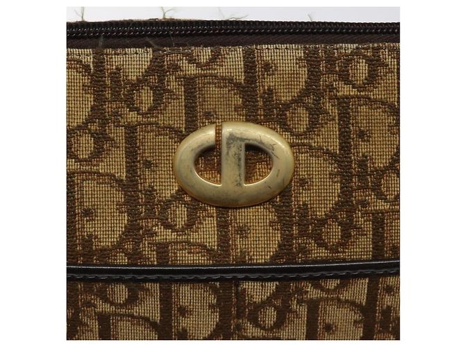 Borsa a spalla in tela Trotter Christian Dior marrone oro Auth 123107 D'oro - vista 17