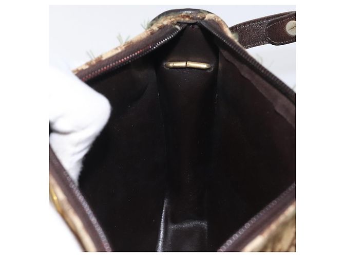 Borsa a spalla in tela Trotter Christian Dior marrone oro Auth 123107 D'oro - vista 19