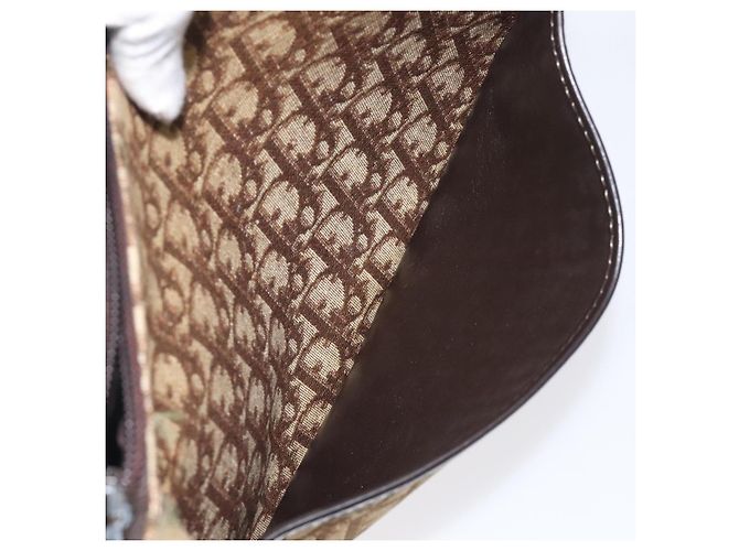 Borsa a spalla in tela Trotter Christian Dior marrone oro Auth 123107 D'oro - vista 20