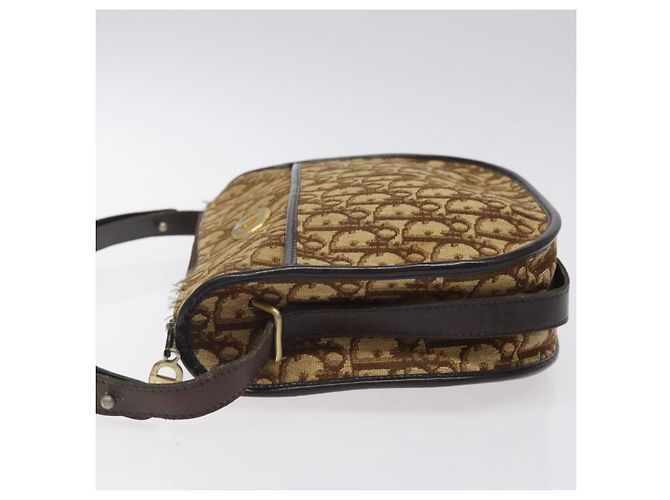 Borsa a spalla in tela Trotter Christian Dior marrone oro Auth 123107 D'oro - vista 4