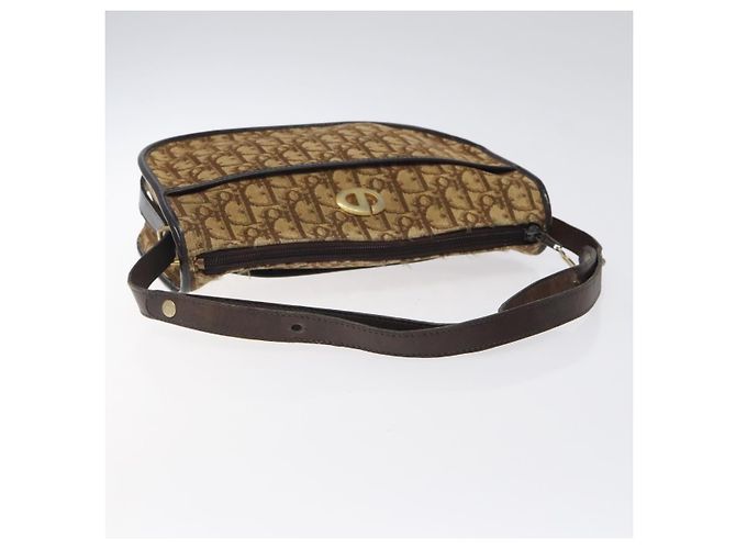 Borsa a spalla in tela Trotter Christian Dior marrone oro Auth 123107 D'oro - vista 7