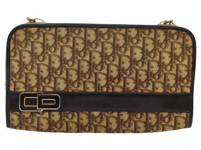 Borsa a spalla in tela Trotter Christian Dior marrone oro Auth sw647 D'oro - vista 13
