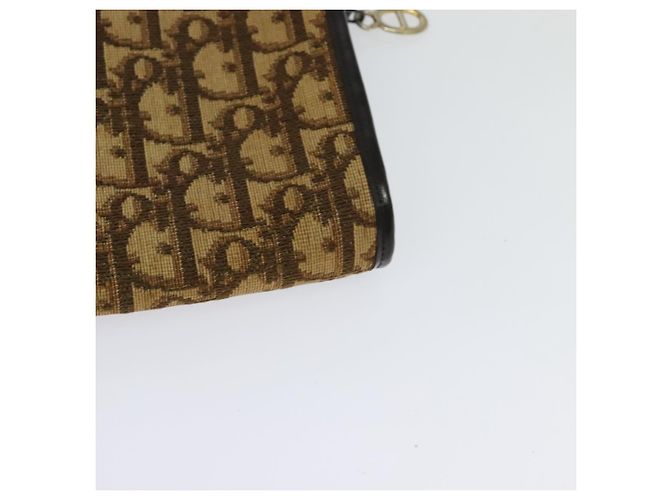 Borsa a spalla in tela Trotter Christian Dior marrone oro Auth sw647 D'oro - vista 16