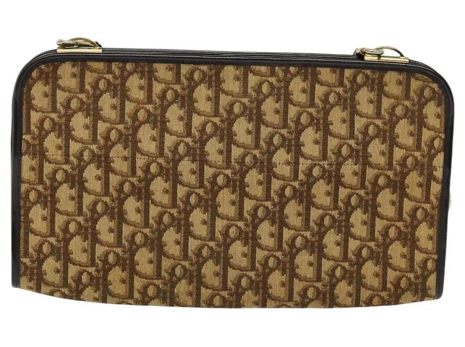Borsa a spalla in tela Trotter Christian Dior marrone oro Auth sw647 D'oro - vista 2
