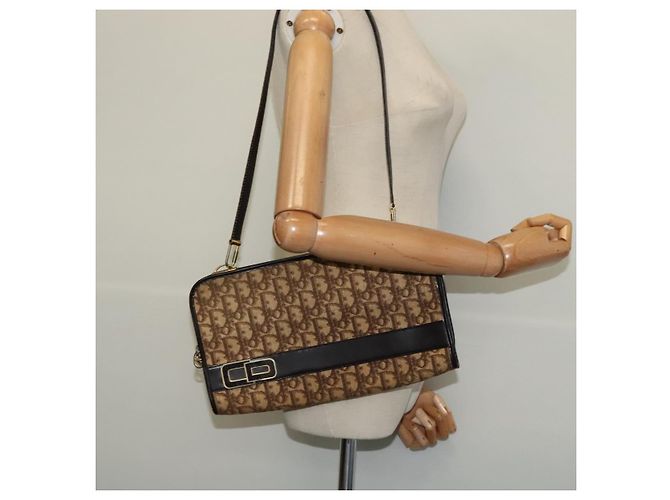 Borsa a spalla in tela Trotter Christian Dior marrone oro Auth sw647 D'oro - vista 21