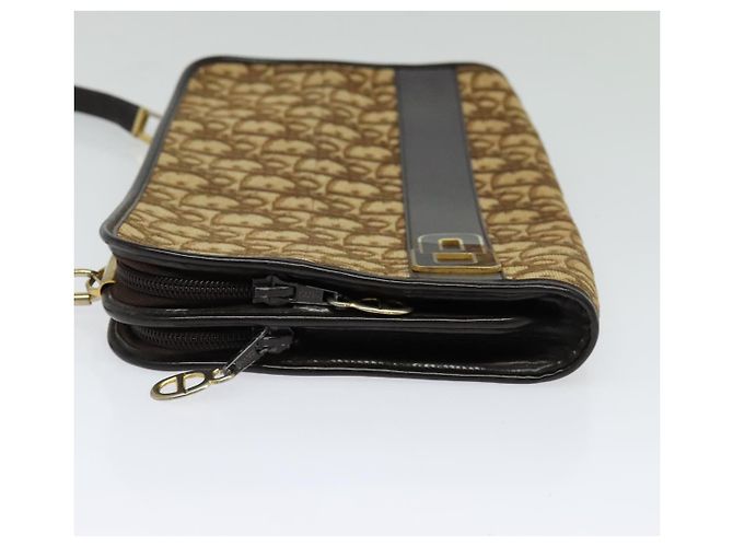 Borsa a spalla in tela Trotter Christian Dior marrone oro Auth sw647 D'oro - vista 3