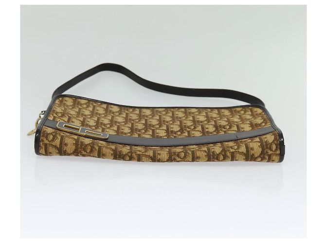 Borsa a spalla in tela Trotter Christian Dior marrone oro Auth sw647 D'oro - vista 5