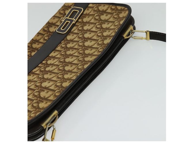 Borsa a spalla in tela Trotter Christian Dior marrone oro Auth sw647 D'oro - vista 6