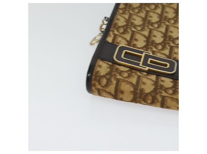 Borsa a spalla in tela Trotter Christian Dior marrone oro Auth sw647 D'oro - vista 9