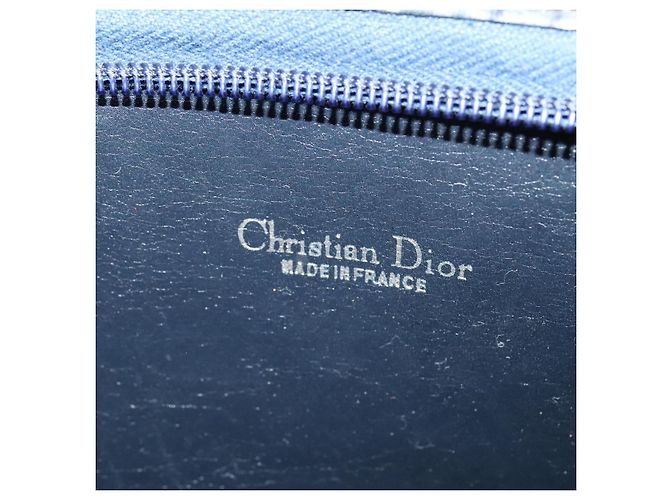 Borsa a spalla in tela Trotter Christian Dior blu navy oro Auth 120706 D'oro - vista 10