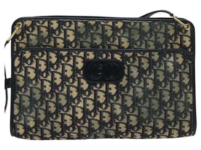 Borsa a spalla in tela Trotter Christian Dior blu navy oro Auth 120706 D'oro - vista 13