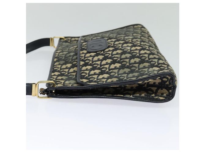 Borsa a spalla in tela Trotter Christian Dior blu navy oro Auth 120706 D'oro - vista 3