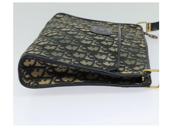 Borsa a spalla in tela Trotter Christian Dior blu navy oro Auth 120706 D'oro - vista 4