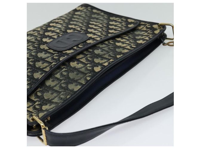 Borsa a spalla in tela Trotter Christian Dior blu navy oro Auth 120706 D'oro - vista 6