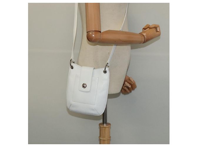 Bulgari Borsa a Spalla BVLGARI in Pelle Bianca Argento Auth bs25565 Bianco - vista 20