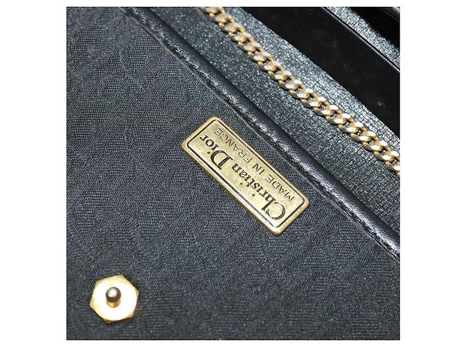 Borsa a spalla in tela Trotter Christian Dior nera e oro Auth yk18198 Nero D'oro - vista 18
