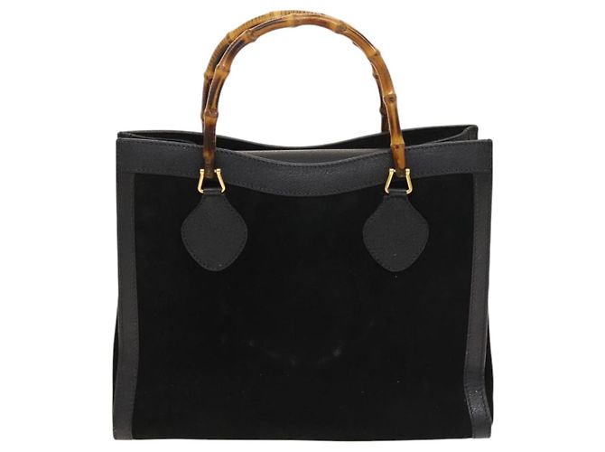 Borsa a mano GUCCI Bamboo Camoscio Nero Oro 002 2853 0260 0 Auth mr1295 D'oro - vista 2