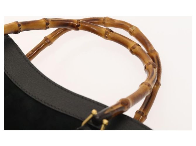 Borsa a mano GUCCI Bamboo Camoscio Nero Oro 002 2853 0260 0 Auth mr1295 D'oro - vista 8