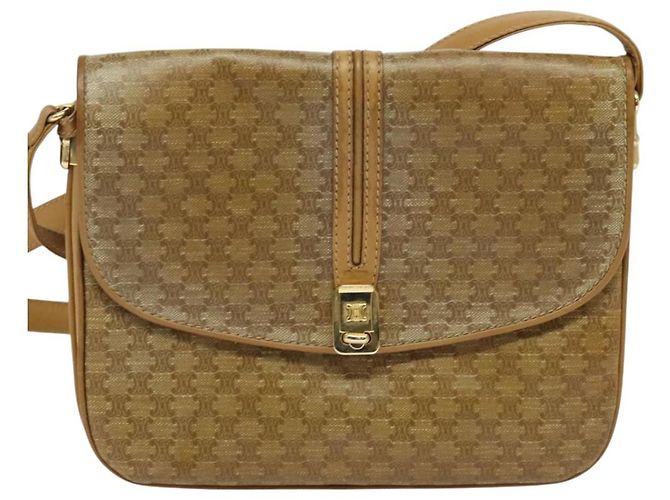 Céline Borsa a spalla in tela Macadam CELINE PVC beige oro Auth sw637 D'oro - vista 13