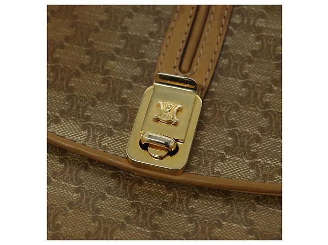 Céline Borsa a spalla in tela Macadam CELINE PVC beige oro Auth sw637 D'oro - vista 18
