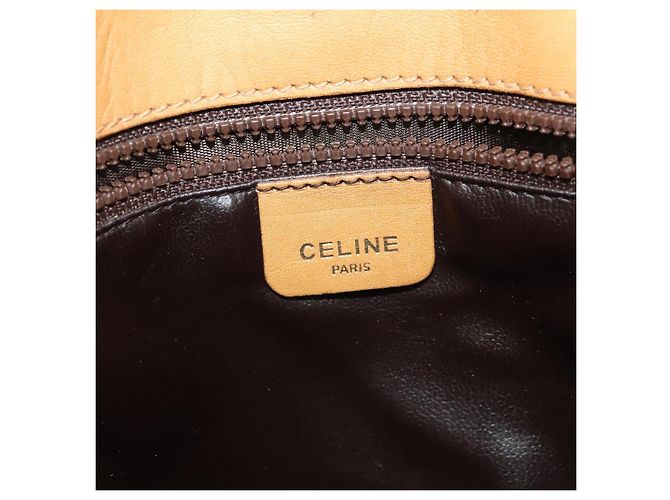 Céline Borsa a spalla in tela Macadam CELINE PVC beige oro Auth sw637 D'oro - vista 19