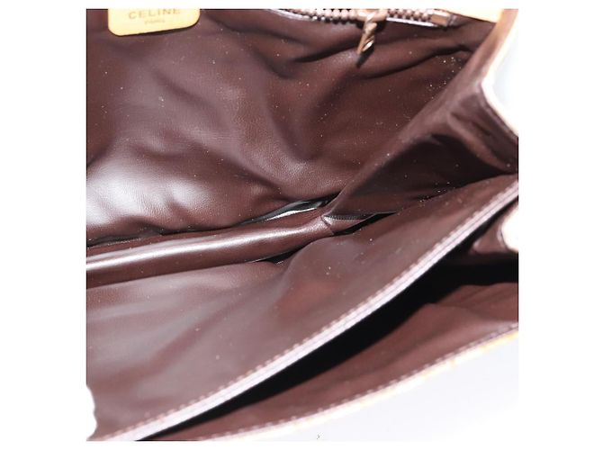 Céline Borsa a spalla in tela Macadam CELINE PVC beige oro Auth sw637 D'oro - vista 20