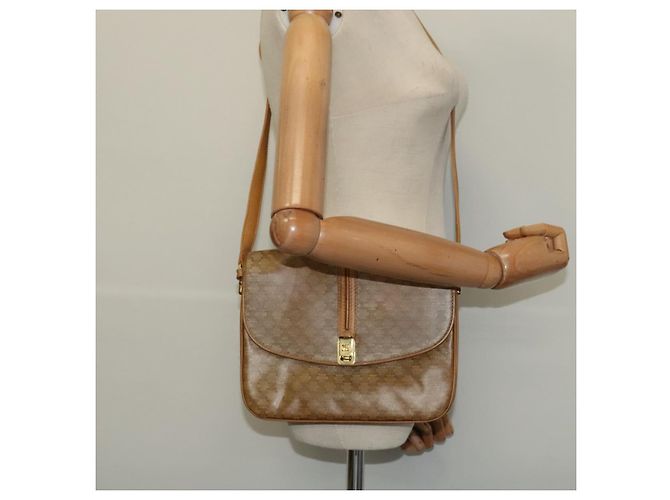 Céline Borsa a spalla in tela Macadam CELINE PVC beige oro Auth sw637 D'oro - vista 23