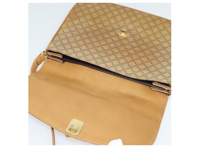 Céline Borsa a spalla in tela Macadam CELINE PVC beige oro Auth sw637 D'oro - vista 9