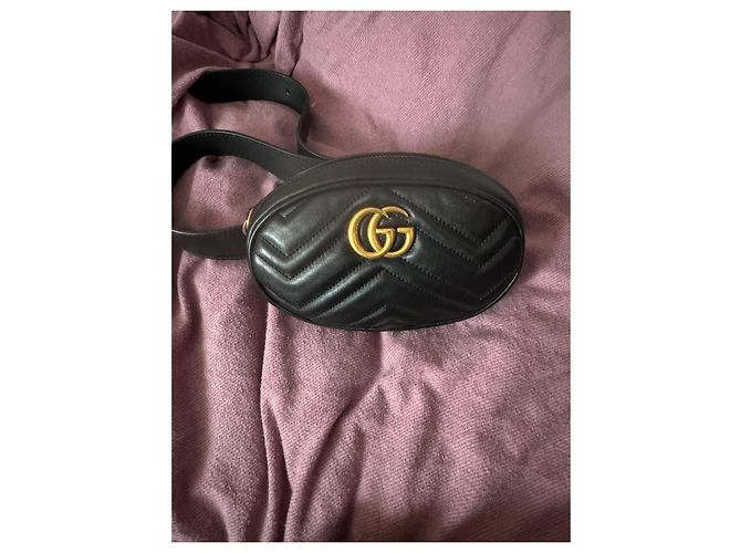 Borsa a cintura Gucci Marmont nera in pelle Nero - vista 2