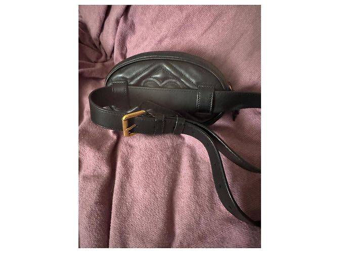 Borsa a cintura Gucci Marmont nera in pelle Nero - vista 3