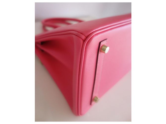 Hermès Borsa Hermes Birkin 30 rosa azalea / taupe Grigio - vista 12