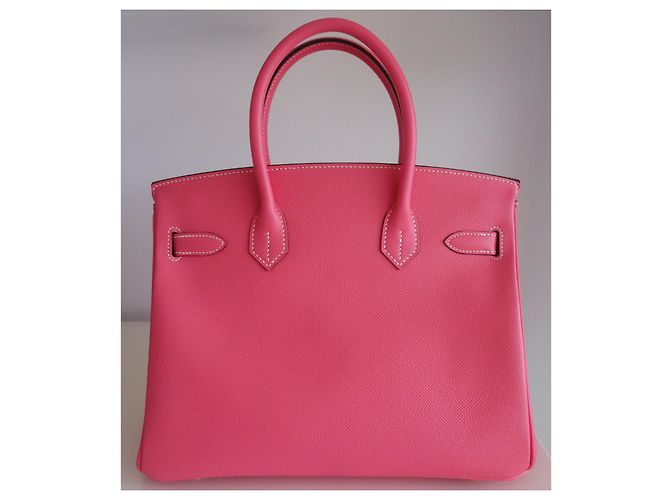 Hermès Borsa Hermes Birkin 30 rosa azalea / taupe Grigio - vista 2