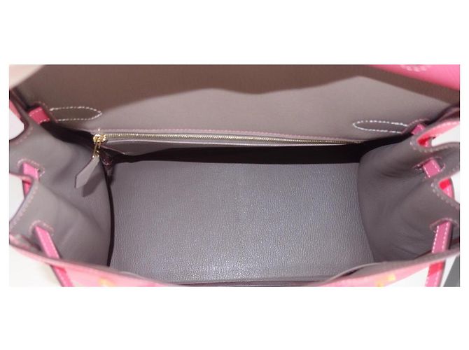 Hermès Borsa Hermes Birkin 30 rosa azalea / taupe Grigio - vista 3