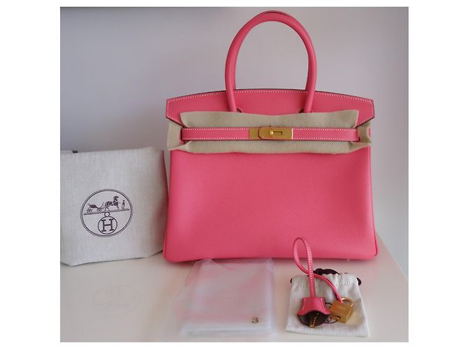 Hermès Borsa Hermes Birkin 30 rosa azalea / taupe Grigio - vista 4