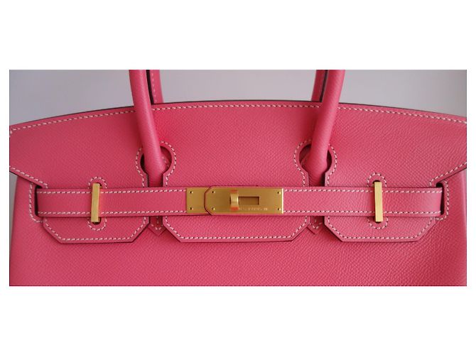 Hermès Borsa Hermes Birkin 30 rosa azalea / taupe Grigio - vista 6