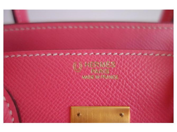 Hermès Borsa Hermes Birkin 30 rosa azalea / taupe Grigio - vista 7