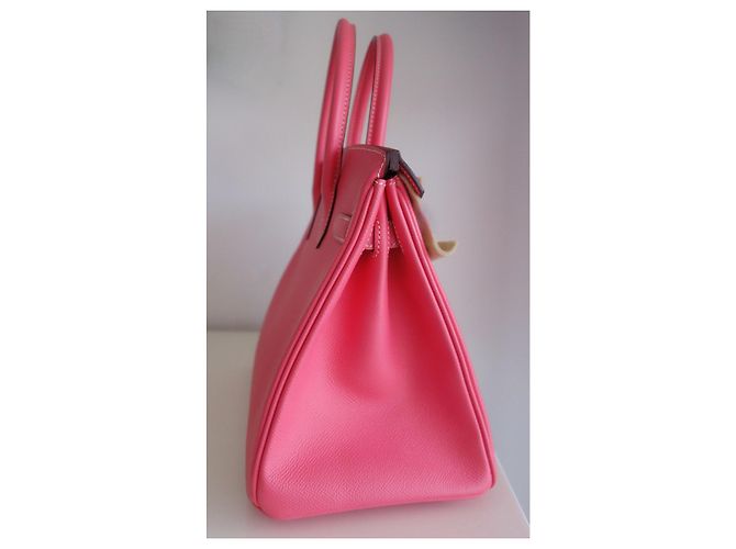 Hermès Borsa Hermes Birkin 30 rosa azalea / taupe Grigio - vista 8