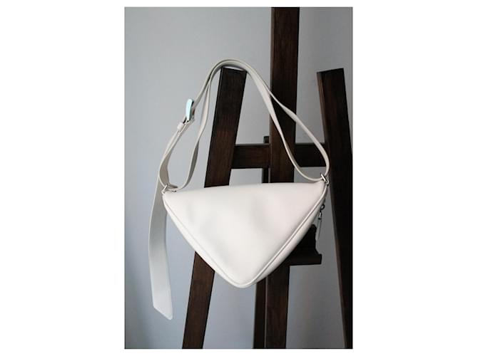 Borsa a mano Prada Triangle in pelle bianca Bianco - vista 7