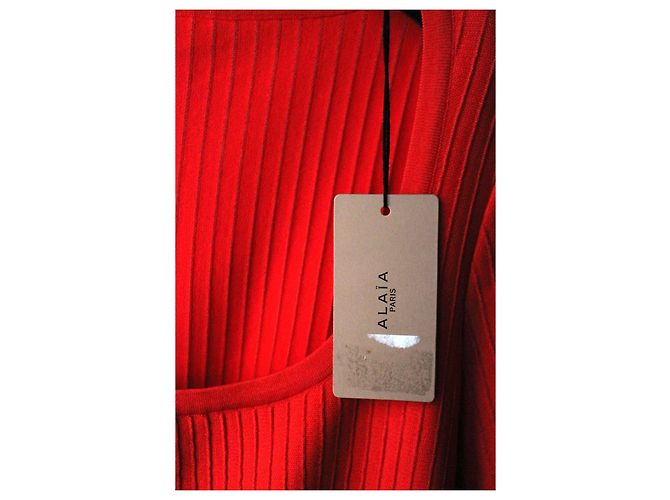 Abito corto rosso Alaïa in viscosa e seta - vista 4