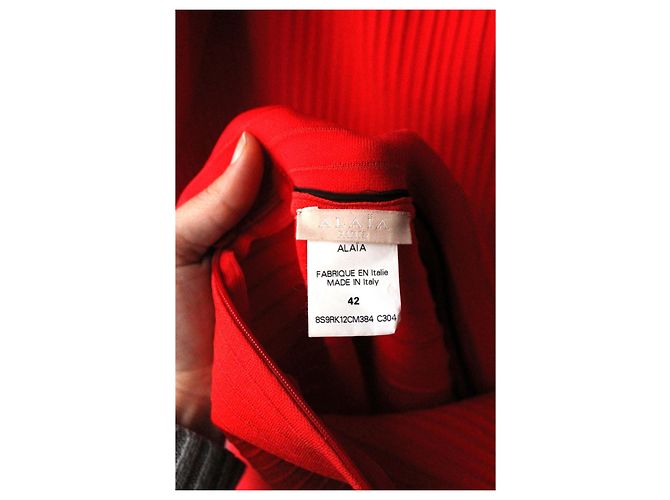 Abito corto rosso Alaïa in viscosa e seta - vista 9