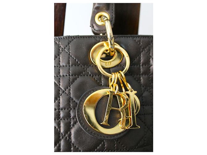 Borsa Lady Dior Dior in pelle marrone media - vista 2