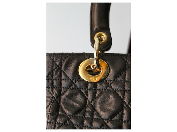 Borsa Lady Dior Dior in pelle marrone media - vista 3