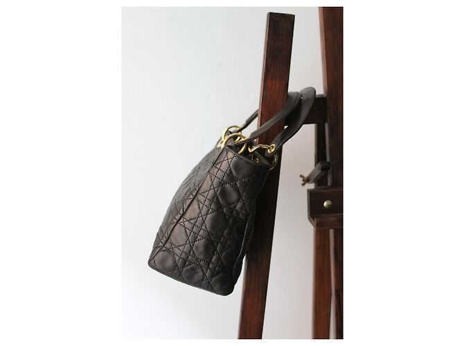 Borsa Lady Dior Dior in pelle marrone media - vista 6