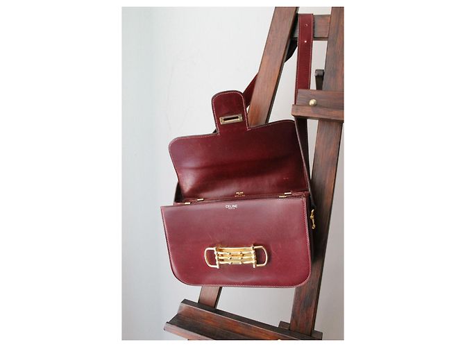 Borsa Céline Triomphe in pelle bordeaux Bordò - vista 10