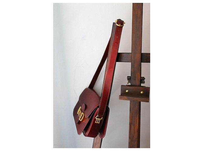 Borsa Céline Triomphe in pelle bordeaux Bordò - vista 4