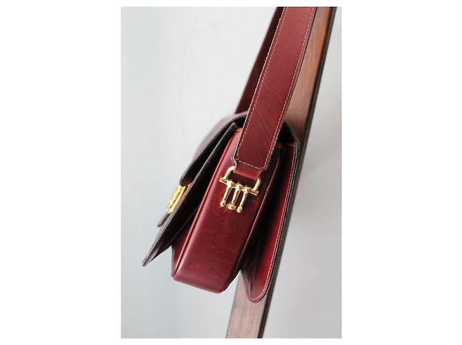 Borsa Céline Triomphe in pelle bordeaux Bordò - vista 5