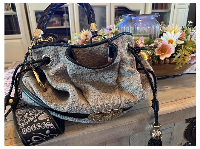 Lancel Brigitte Bardot Handtasche Dunkelgrau Stoff Anthrazitgrau - Ansicht 3