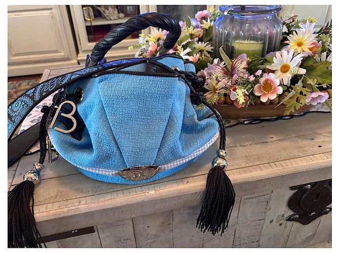 Borsa a mano Lancel Brigitte Bardot Bianca Blu Marrone Scuro Bianco Silver hardware - vista 2